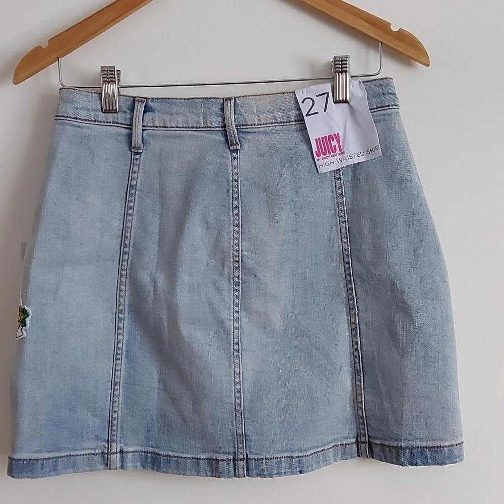 NWT Juicy Juicy Couture Tattoo High Waisted Button Front Denim Skirt, Size… - Picture 3 of 7